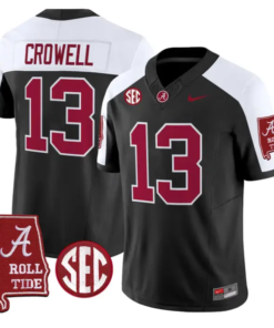 Ezavier Crowell Jersey #13 Alabama Crimson 2026 SEC Patch Stitched by My Store NCAA Football Jerseys