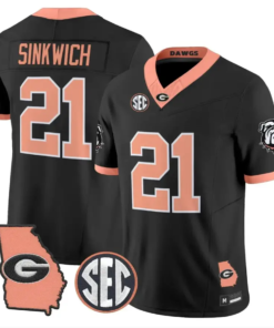Frank Sinkwich Jersey #21 Georgia Bulldogs 2026 The Big Peach Stitched by My Store NCAA Football Jerseys