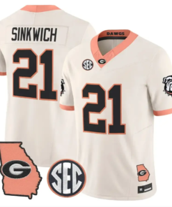 Frank Sinkwich Jersey #21 Georgia Bulldogs 2026 The Big Peach Stitched by My Store NCAA Football Jerseys