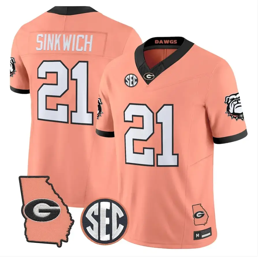 Frank Sinkwich Jersey #21 Georgia Bulldogs 2026 The Big Peach Stitched by My Store NCAA Football Jerseys