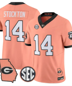 Gunner Stockton Jersey #14 Georgia Bulldogs 2026 The Big Peach Stitched by My Store NCAA Football Jerseys