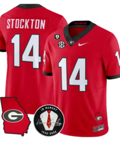 Gunner Stockton Jersey #14 Georgia Bulldogs 2026 Vince Dooley Stitched by My Store NCAA Football Jerseys