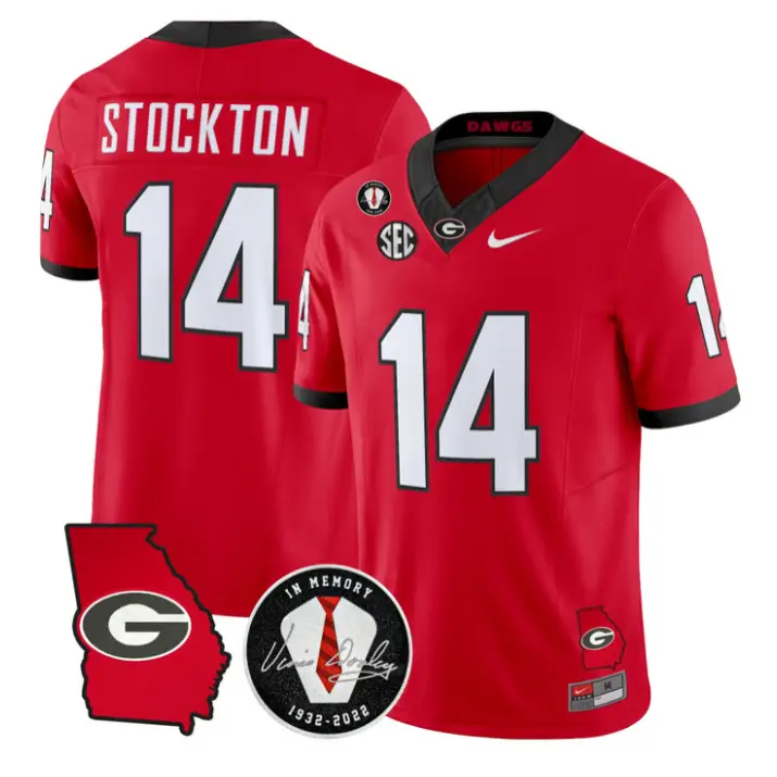 Gunner Stockton Jersey #14 Georgia Bulldogs 2026 Vince Dooley Stitched by My Store NCAA Football Jerseys
