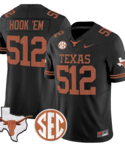 Hook 'Em Jersey #512 Texas Longhorns 2026 SEC Patch Stitched by My Store NCAA Football Jerseys