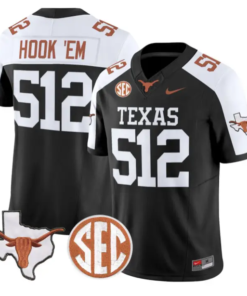 Hook 'Em Jersey #512 Texas Longhorns 2026 SEC Patch Stitched by My Store NCAA Football Jerseys