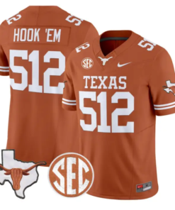 Hook 'Em Jersey #512 Texas Longhorns 2026 SEC Patch Stitched by My Store NCAA Football Jerseys