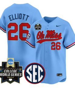 Hunter Elliott Jersey #26 Ole Miss 2026 World Series Vapor Stitched by My Store