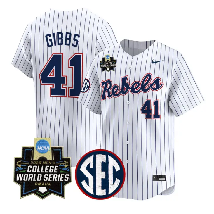Jake Gibbs Jersey #41 Ole Miss 2026 World Series Vapor Stitched by My Store