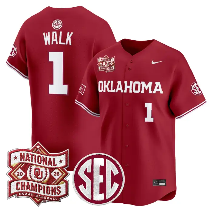 Jason Walk Jersey #1 Oklahoma 2026 National Champions Patch Stitched by My Store
