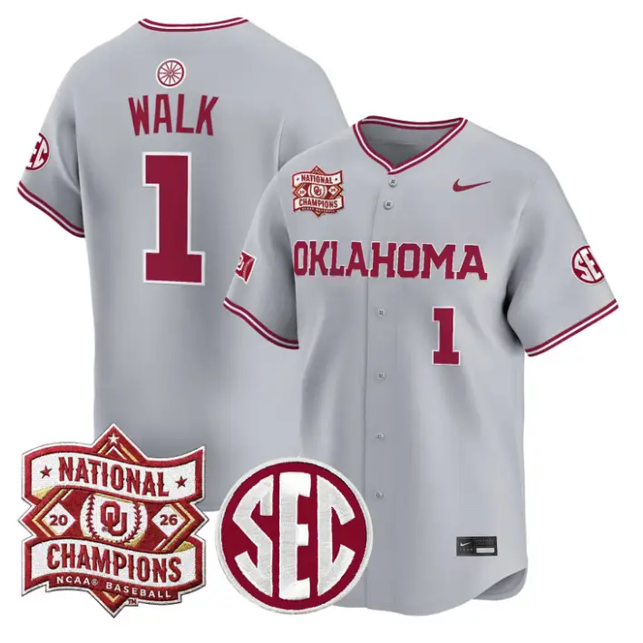 Jason Walk Jersey #1 Oklahoma 2026 National Champions Patch Stitched by My Store