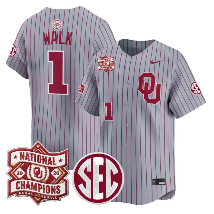 Jason Walk Jersey #1 Oklahoma 2026 National Champions Patch Stitched by My Store
