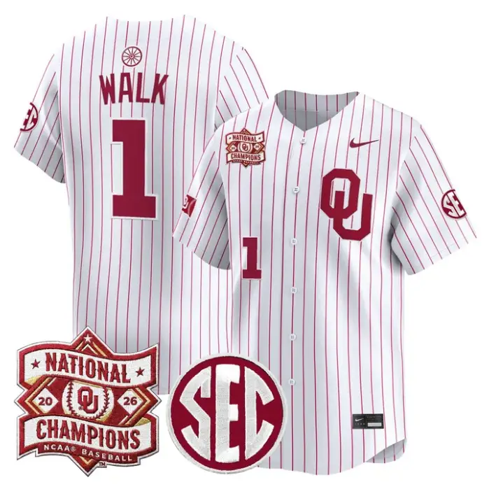 Jason Walk Jersey #1 Oklahoma 2026 National Champions Patch Stitched by My Store