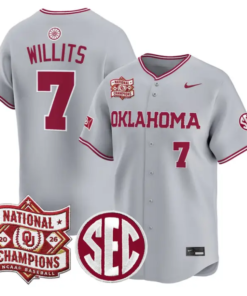 Jaxon Willits Jersey #7 Oklahoma 2026 National Champions Patch Stitched by My Store