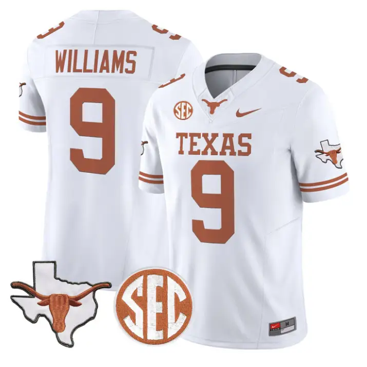 Jonah Williams Jersey #9 Texas Longhorns 2026 SEC Patch Stitched by My Store NCAA Football Jerseys