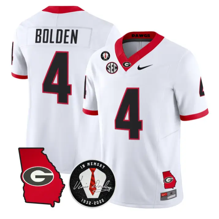KJ Bolden Jersey #4 Georgia Bulldogs 2026 Vince Dooley Patch Stitched by My Store NCAA Football Jerseys