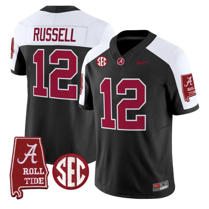 Keelon Russell Jersey #12 Alabama Crimson 2026 SEC Patch Stitched by My Store NCAA Football Jerseys