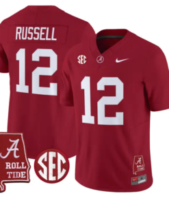 Keelon Russell Jersey #12 Alabama Crimson 2026 SEC Patch Stitched by My Store NCAA Football Jerseys