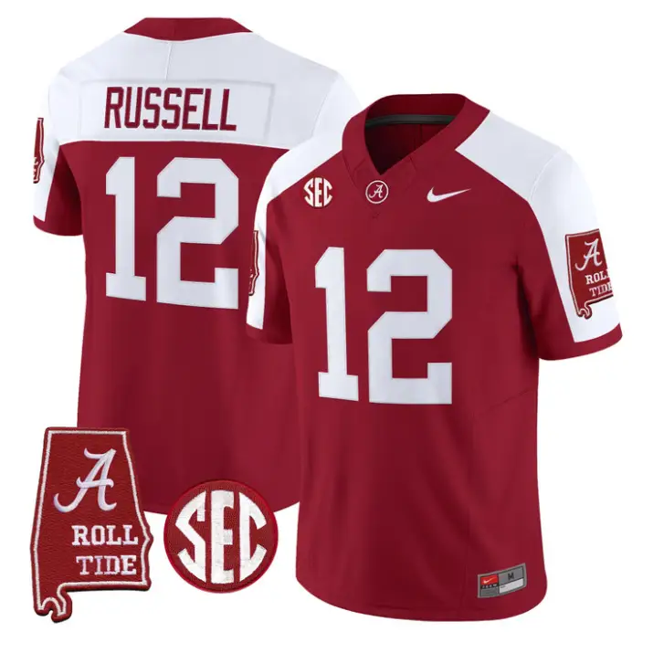 Keelon Russell Jersey #12 Alabama Crimson 2026 SEC Patch Stitched by My Store NCAA Football Jerseys