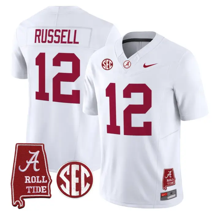 Keelon Russell Jersey #12 Alabama Crimson 2026 SEC Patch Stitched by My Store NCAA Football Jerseys