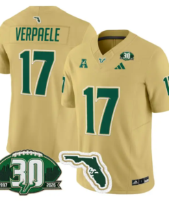 Kevin Wade Verpaele Jersey #17 South Florida Bulls 30th Patch Stitched by My Store NCAA Football Jerseys