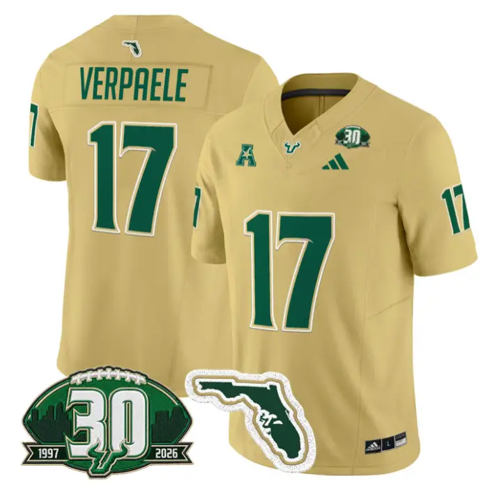 Kevin Wade Verpaele Jersey #17 South Florida Bulls 30th Patch Stitched by My Store NCAA Football Jerseys
