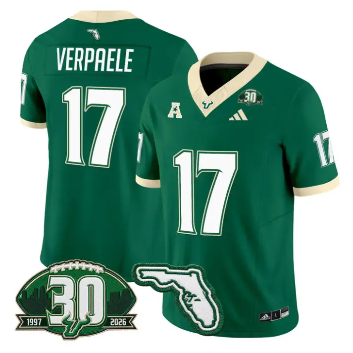 Kevin Wade Verpaele Jersey #17 South Florida Bulls 30th Patch Stitched by My Store NCAA Football Jerseys