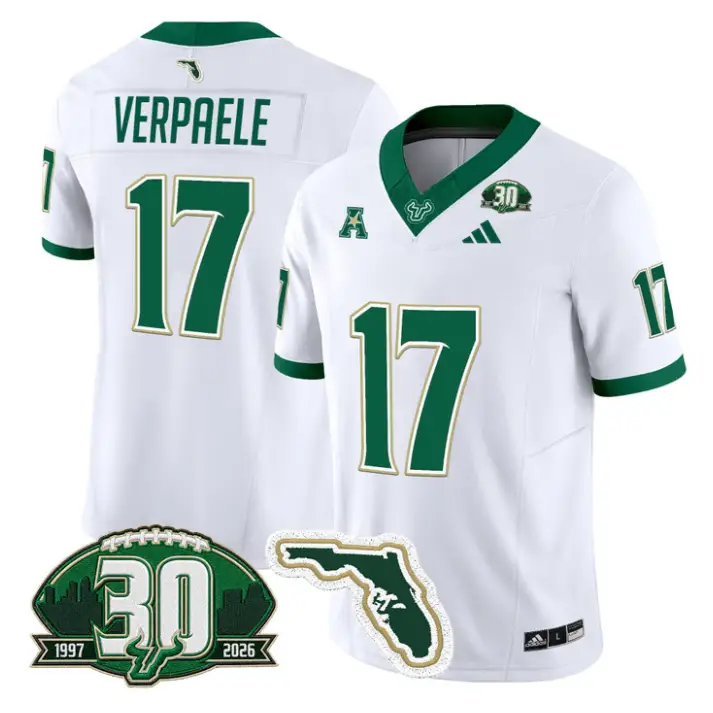 Kevin Wade Verpaele Jersey #17 South Florida Bulls 30th Patch Stitched by My Store NCAA Football Jerseys