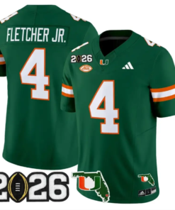 Mark Fletcher Jr Jersey #4 Miami Hurricanes 2026 CFP Final Stitched by My Store NCAA Football Jerseys