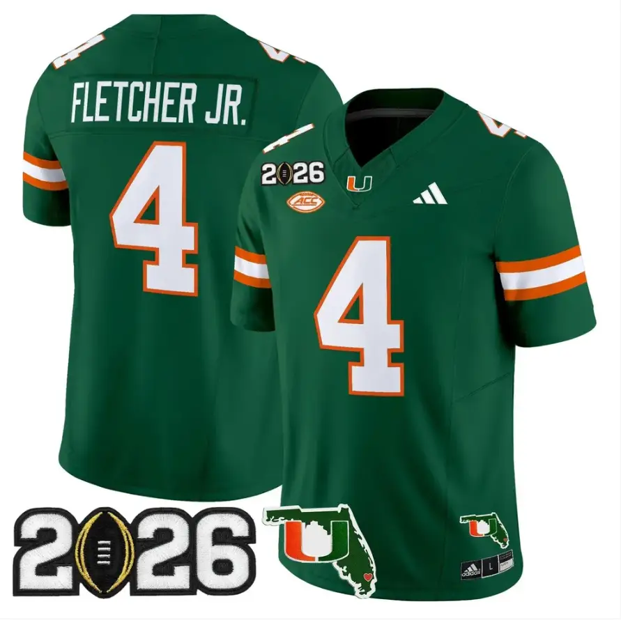 Mark Fletcher Jr Jersey #4 Miami Hurricanes 2026 CFP Final Stitched by My Store NCAA Football Jerseys