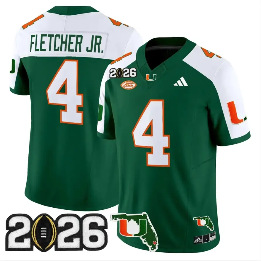 Mark Fletcher Jr Jersey #4 Miami Hurricanes 2026 CFP Final Stitched by My Store NCAA Football Jerseys