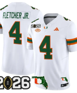Mark Fletcher Jr Jersey #4 Miami Hurricanes 2026 CFP Final Stitched by My Store NCAA Football Jerseys