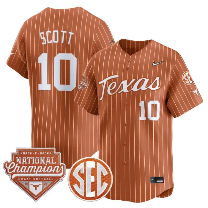 Mia Scott Jersey #10 Texas 2026 Back-To-Back World SeriesChampions by My Store