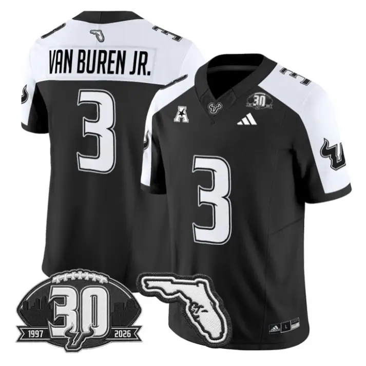 Michael Van Buren Jr Jersey #3 South Florida Bulls 30th Patch Stitched by My Store NCAA Football Jerseys