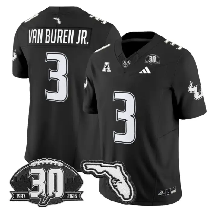 Michael Van Buren Jr Jersey #3 South Florida Bulls 30th Patch Stitched by My Store NCAA Football Jerseys