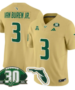 Michael Van Buren Jr Jersey #3 South Florida Bulls 30th Patch Stitched by My Store NCAA Football Jerseys