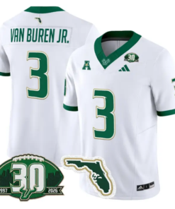 Michael Van Buren Jr Jersey #3 South Florida Bulls 30th Patch Stitched by My Store NCAA Football Jerseys
