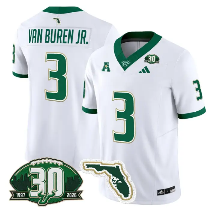 Michael Van Buren Jr Jersey #3 South Florida Bulls 30th Patch Stitched by My Store NCAA Football Jerseys