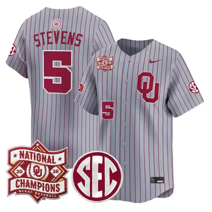 Nolan Stevens Jersey #5 Oklahoma 2026 National Champions Patch Stitched by My Store
