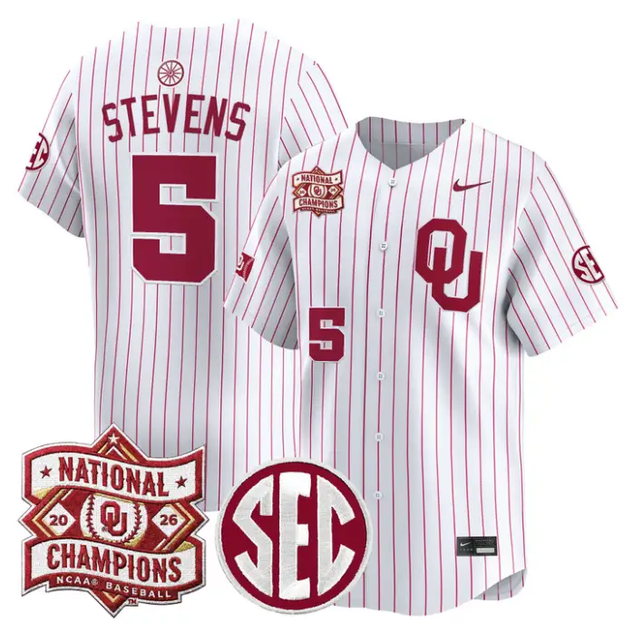 Nolan Stevens Jersey #5 Oklahoma 2026 National Champions Patch Stitched by My Store