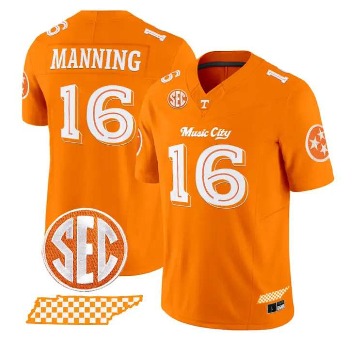 Peyton Manning Jersey #16 Tennessee Vols Music City Edition Stitched by My Store NCAA Football Jerseys