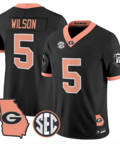 Raylen Wilson Jersey #5 Georgia Bulldogs 2026 The Big Peach Stitched by My Store NCAA Football Jerseys