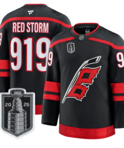 Red Storm Jersey #919 Carolina Hurricanes 2026 Stanley Cup Stitched by Hockey David