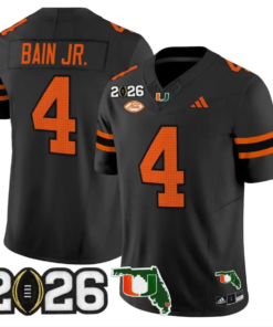 Rueben Bain Jr Jersey #4 Miami Hurricanes 2026 CFP Final Stitched by My Store NCAA Football Jerseys