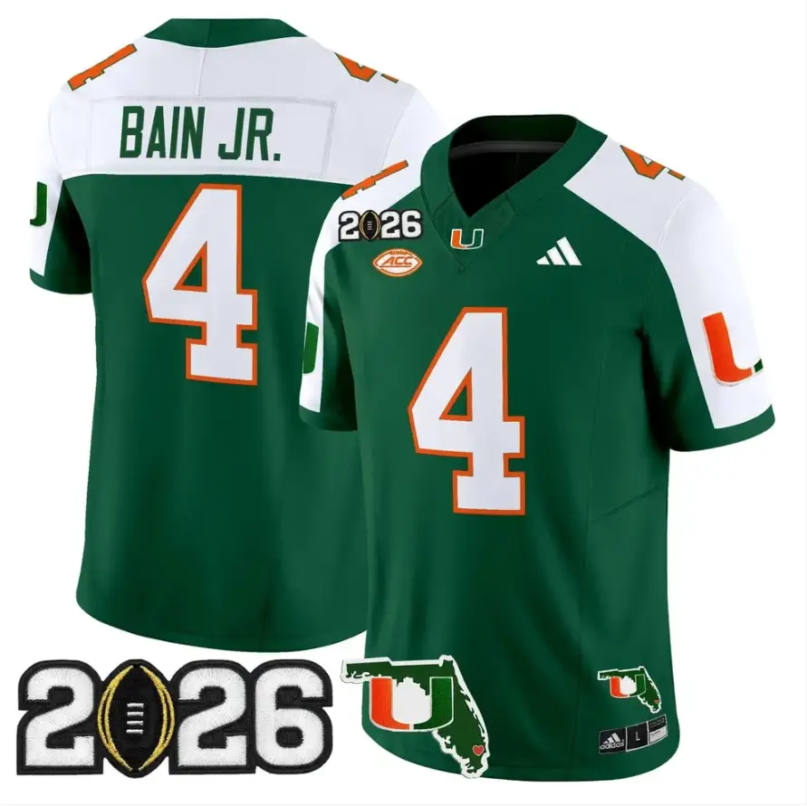 Rueben Bain Jr Jersey #4 Miami Hurricanes 2026 CFP Final Stitched by My Store NCAA Football Jerseys