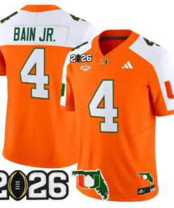 Rueben Bain Jr Jersey #4 Miami Hurricanes 2026 CFP Final Stitched by My Store NCAA Football Jerseys