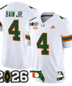 Rueben Bain Jr Jersey #4 Miami Hurricanes 2026 CFP Final Stitched by My Store NCAA Football Jerseys