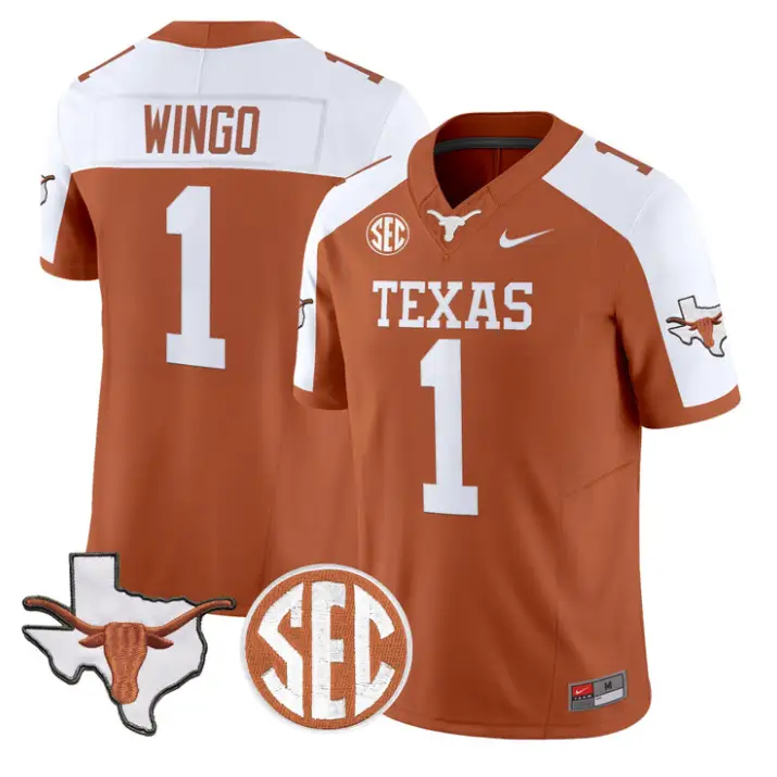 Ryan Wingo Jersey #1 Texas Longhorns 2026 SEC Patch Stitched by My Store NCAA Football Jerseys