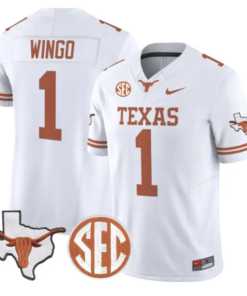 Ryan Wingo Jersey #1 Texas Longhorns 2026 SEC Patch Stitched by My Store NCAA Football Jerseys