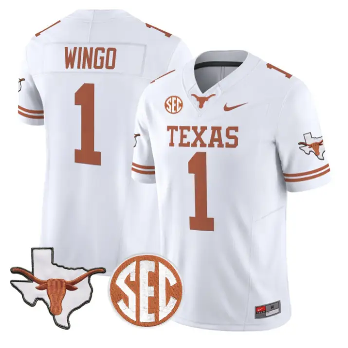 Ryan Wingo Jersey #1 Texas Longhorns 2026 SEC Patch Stitched by My Store NCAA Football Jerseys