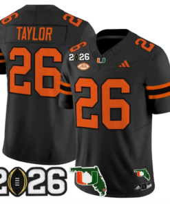 Sean Taylor Jersey #26 Miami Hurricanes 2026 CFP Final Patch Stitched by My Store NCAA Football Jerseys